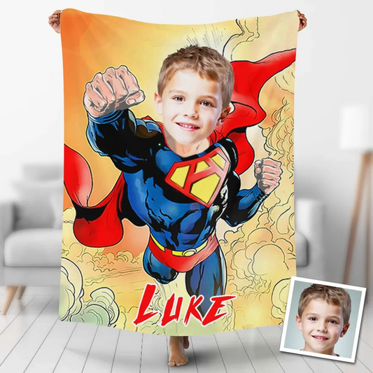 SuperMan Custom Face/Name Blanket B12