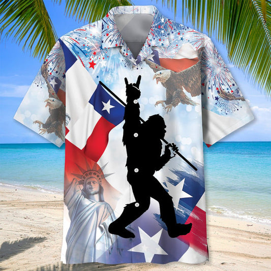 BigFoot Texas Happy 4th July Hawaiian Shirt 1306HW1