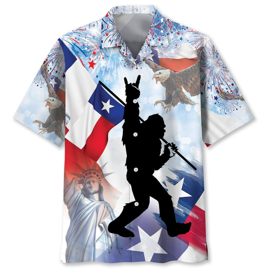 BigFoot Texas Happy 4th July Hawaiian Shirt 1306HW1