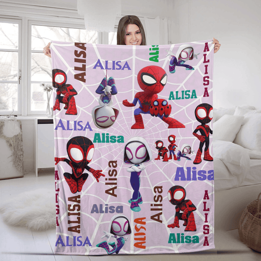 Custom Name Hero Spider Man Friends Blanket B1