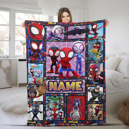 Hero Spider Man Friends Custom Name Blanket B2