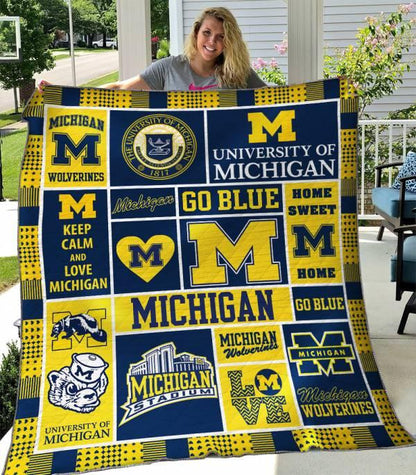 NC Michigan Wolverines Blanket And Quilt Gift For Fans