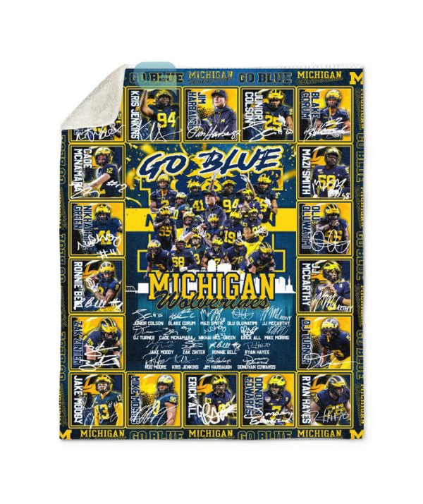 Michigan Wolverines Football Go Blue Fleece Blanket Quilt