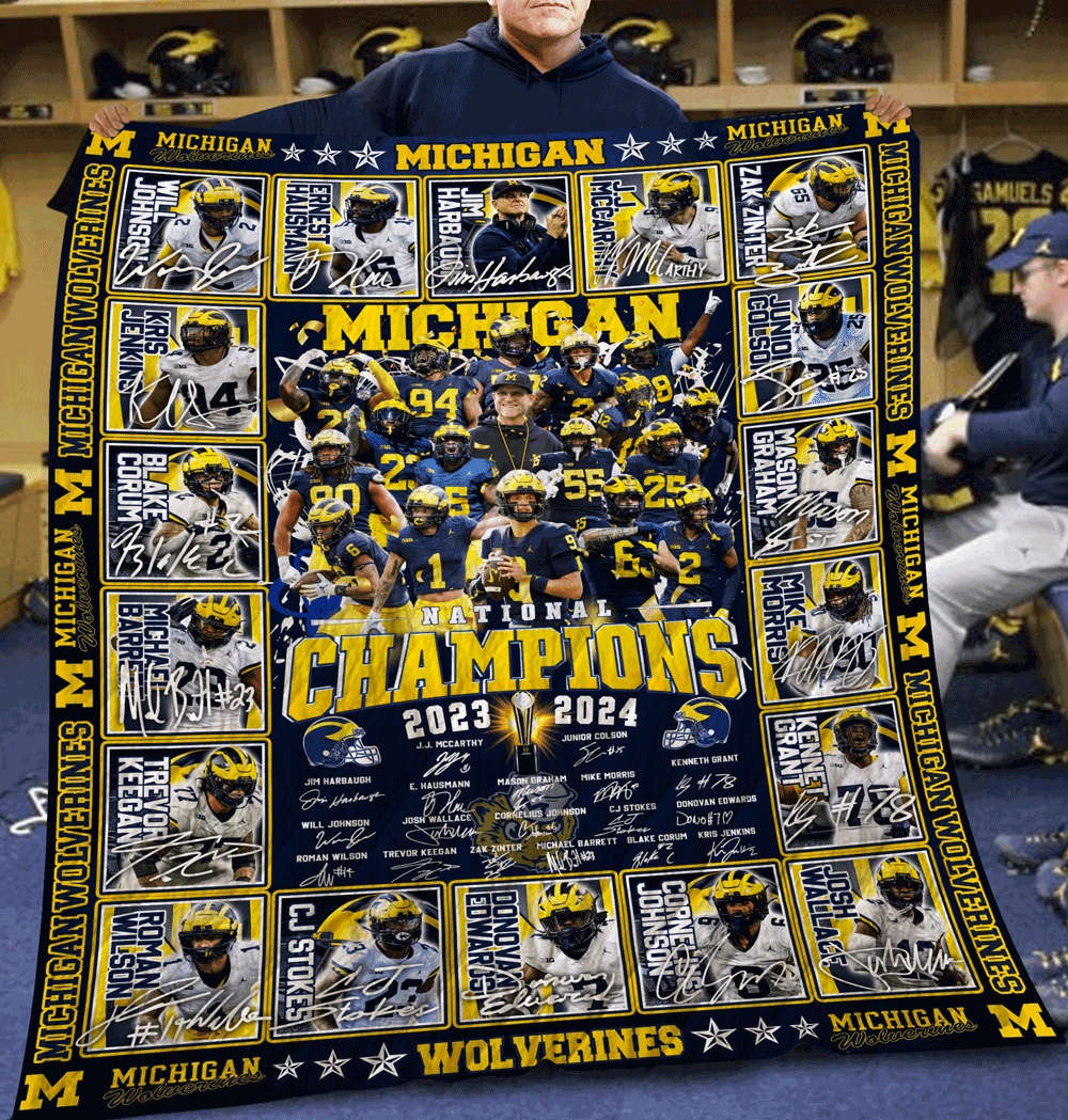 2024 Michigan Wolverines Champions Fleece Blanket Quilt