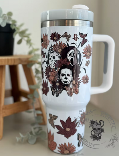 Spring Floral Horror Movie Halloween 40oz Tumbler- 406TTTB040