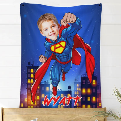 Superman At Fight Custom Face/Name Blanket 23B2