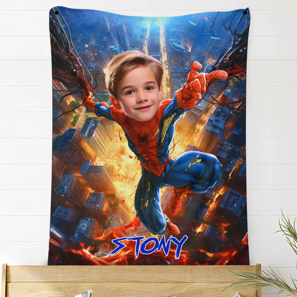 Hero Spider Man Custom Face/Name Blanket B11