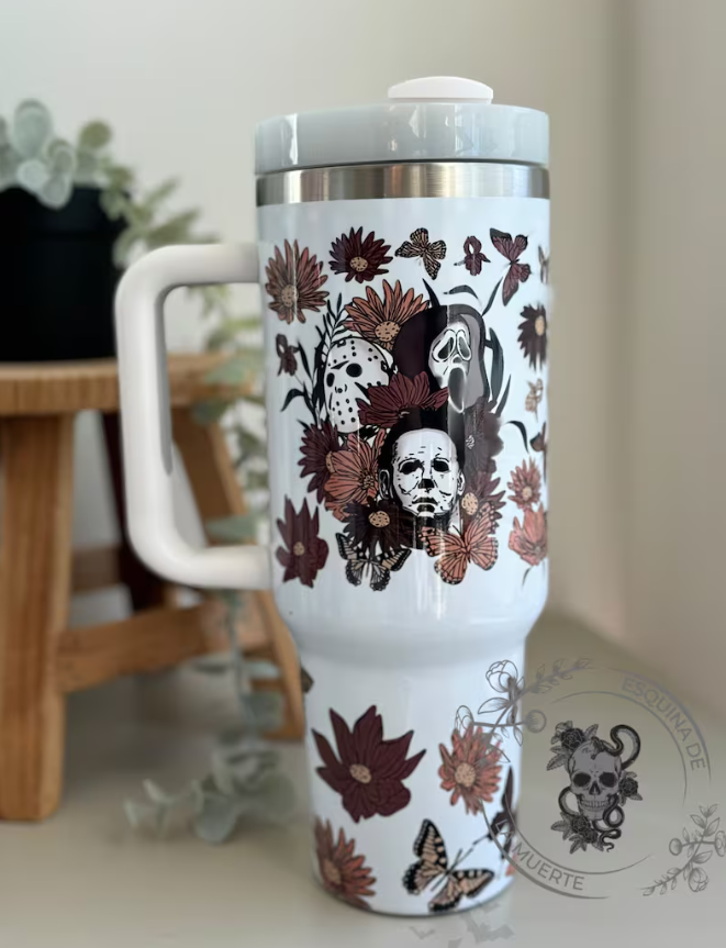 Spring Floral Horror Movie Halloween 40oz Tumbler- 406TTTB040