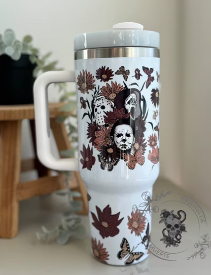 Spring Floral Horror Movie Halloween 40oz Tumbler- 406TTTB040