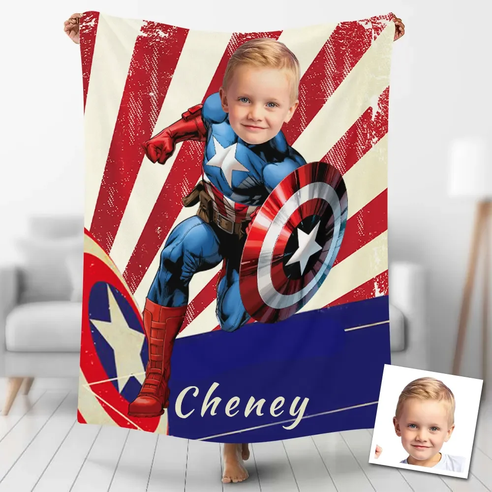 American Captain Custom Face/Name Blanket 23B23