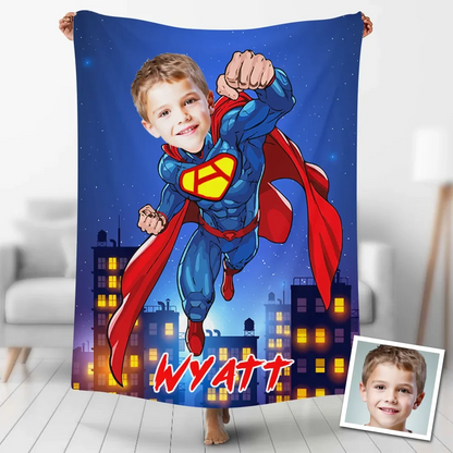 Superman At Fight Custom Face/Name Blanket 23B2