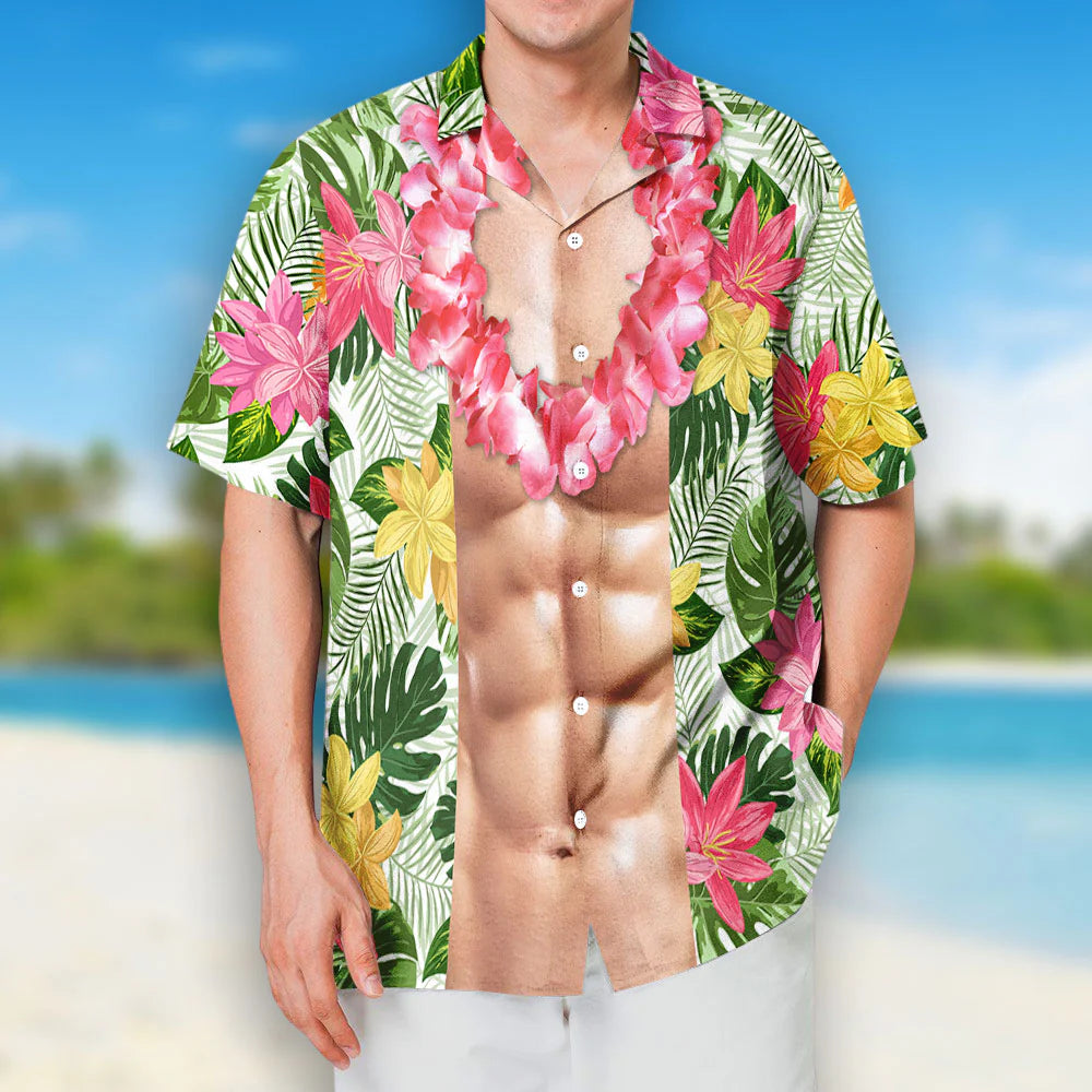 Funny Aloha Tropical Flowers Costume Men Unisex Hawaiian Shirt