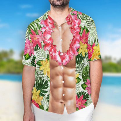 Funny Aloha Tropical Flowers Costume Men Unisex Hawaiian Shirt