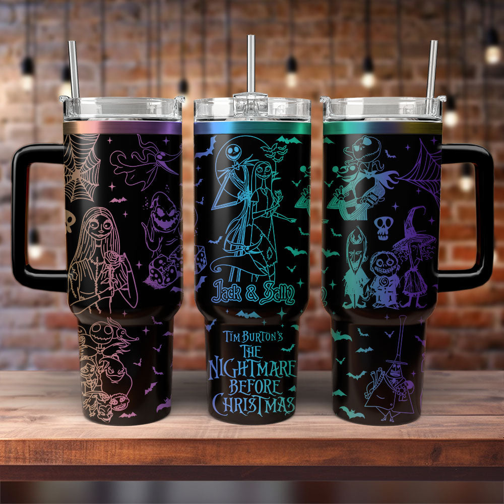 Custom Name Couple Nightmare Before Xmas 40oz Tumbler - 408HLTLTB109