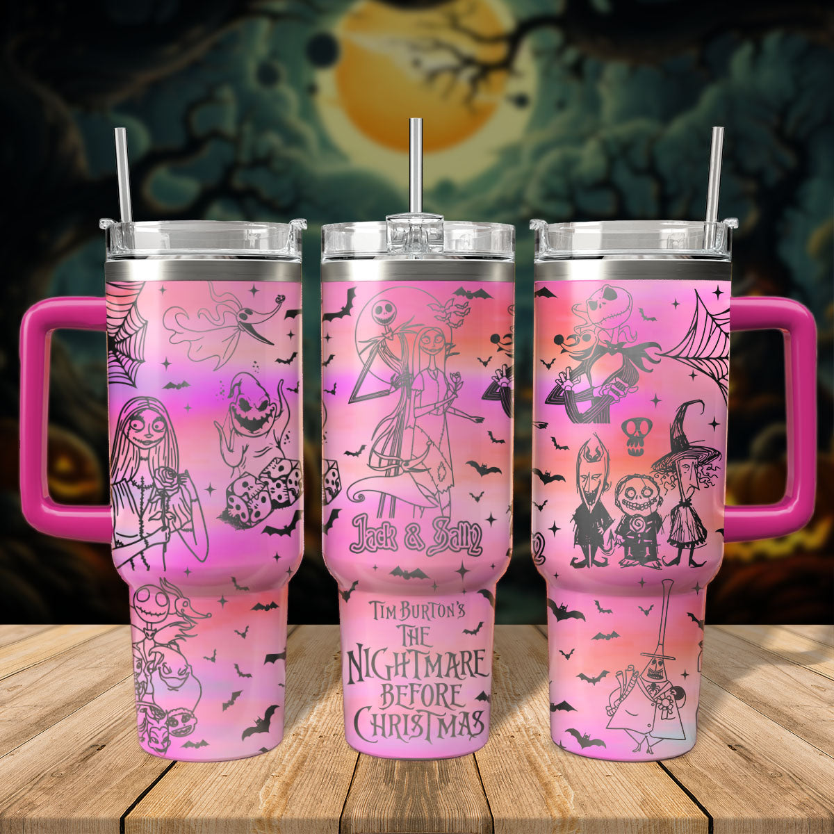 Custom Name Couple Nightmare Before Xmas 40oz Tumbler - 408HLTLTB109