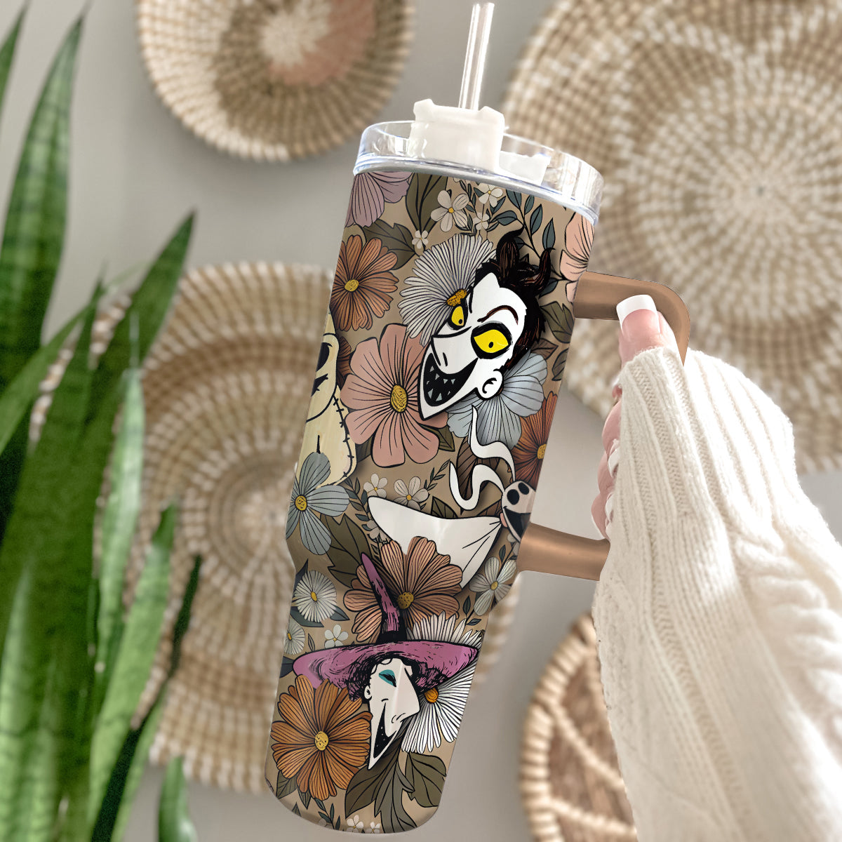 Nightmare Before Christmas Floral  40oz Tumbler - 408HLHNTB090