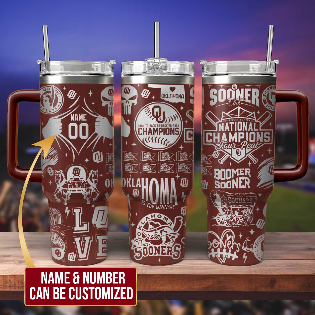 Custom Oklahoma Softball Women's College World Series Champ 40oz Tumbler - 406VTTLTB029