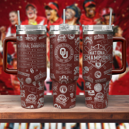 Custom Oklahoma Softball Women's College World Series Champ 40oz Tumbler - 406VTTLTB030