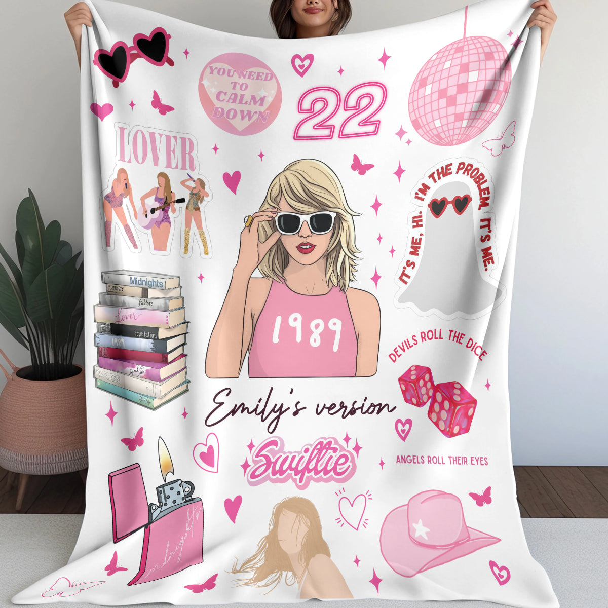 Custom Name Swiftie - Pink Albums Taylor Swift Blanket 407HLHNBL054