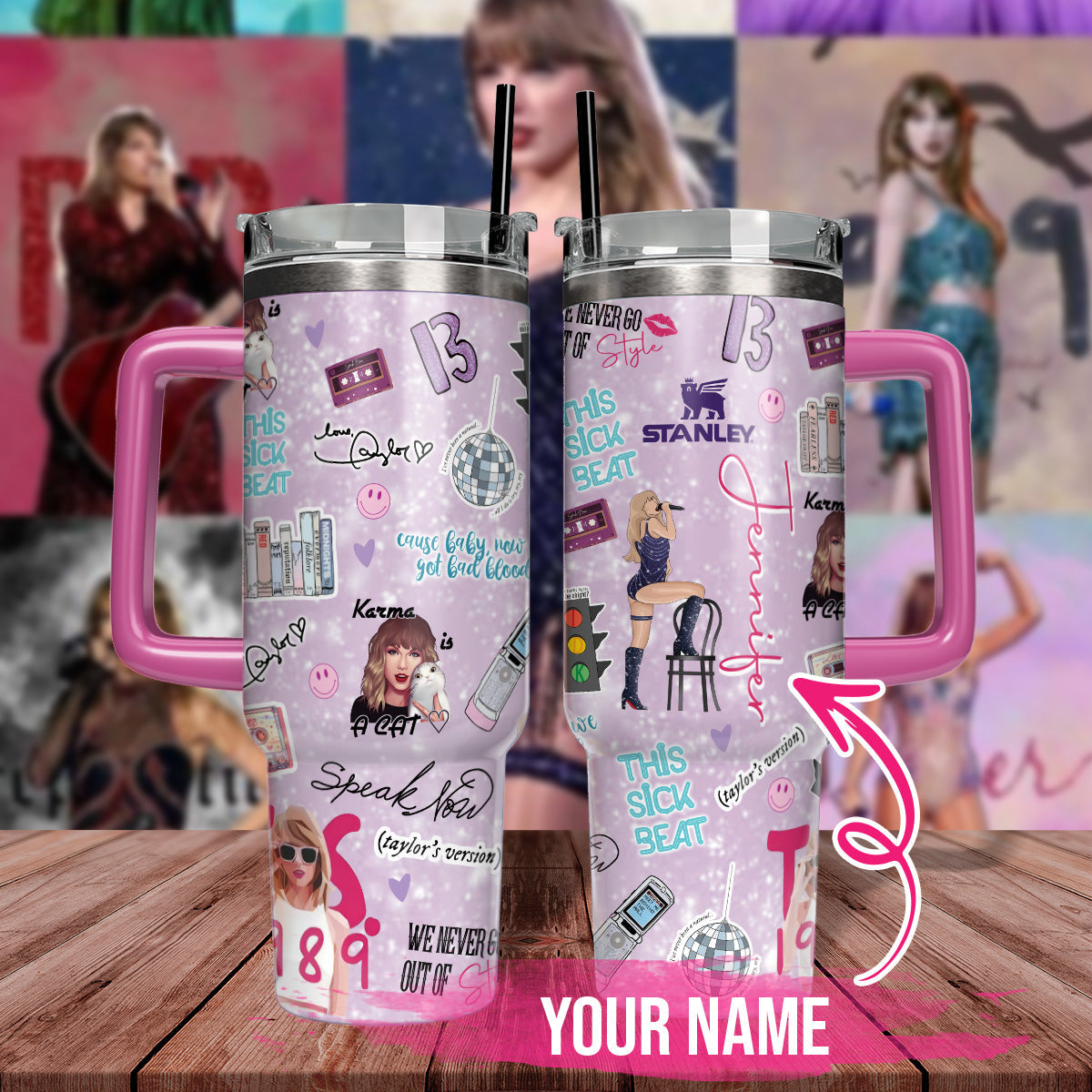 Custom Name Swiftie Speak Now Shake It Off 40oz Printed Tumbler- 406TTHNTB049