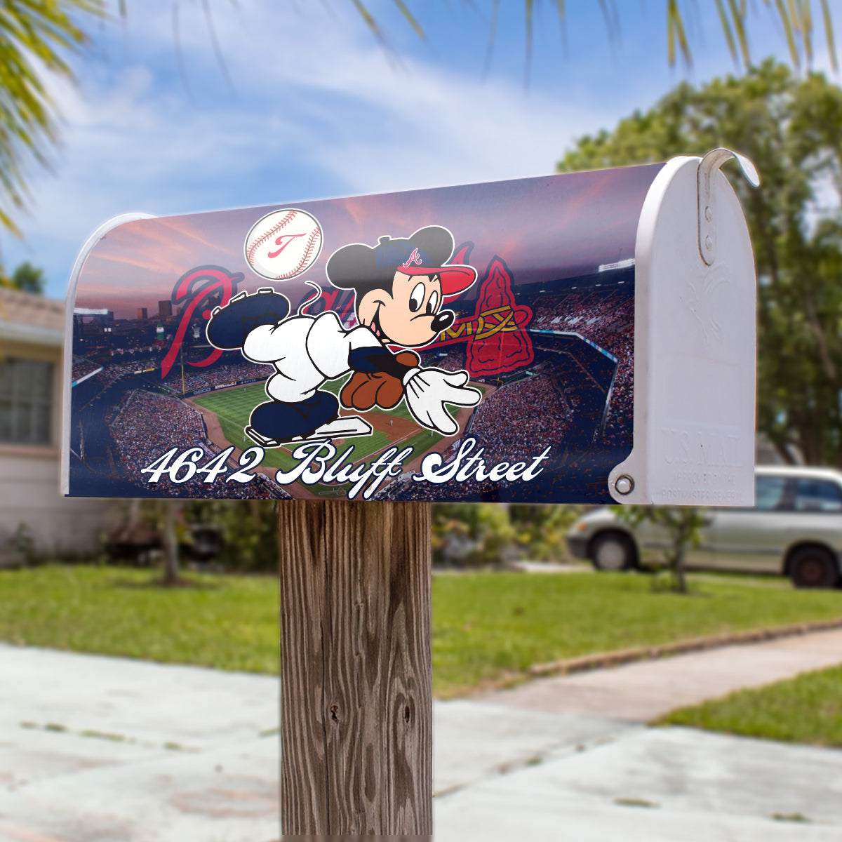 Mickey Braves Baseball Mailbox Cover- 406TTHNMC121