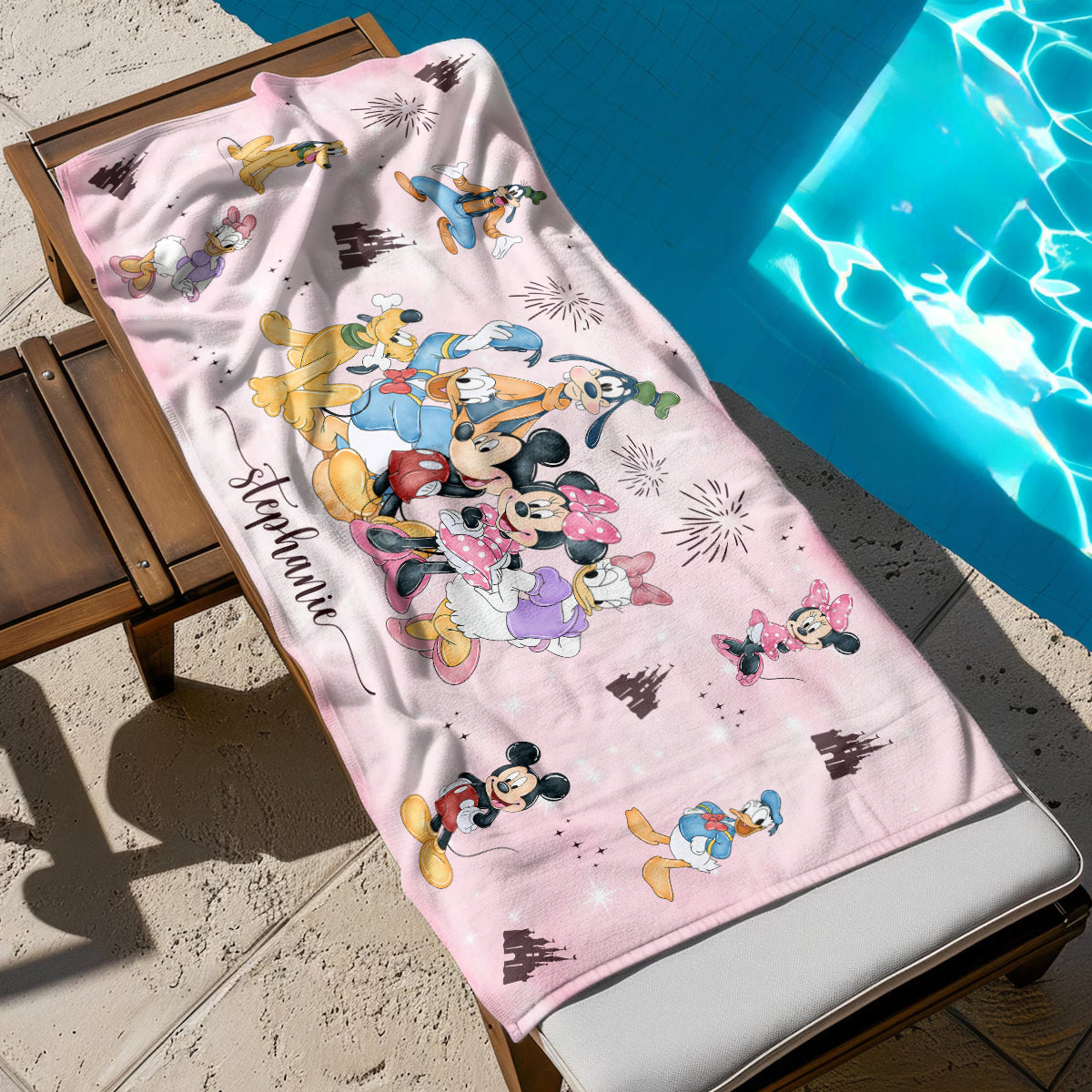 Disney Characters Custom Name Beach Towel- 406TTHNBT120