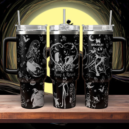 Custom Name Couple Nightmare Before Xmas 40oz Tumbler - 408HLHNTB110