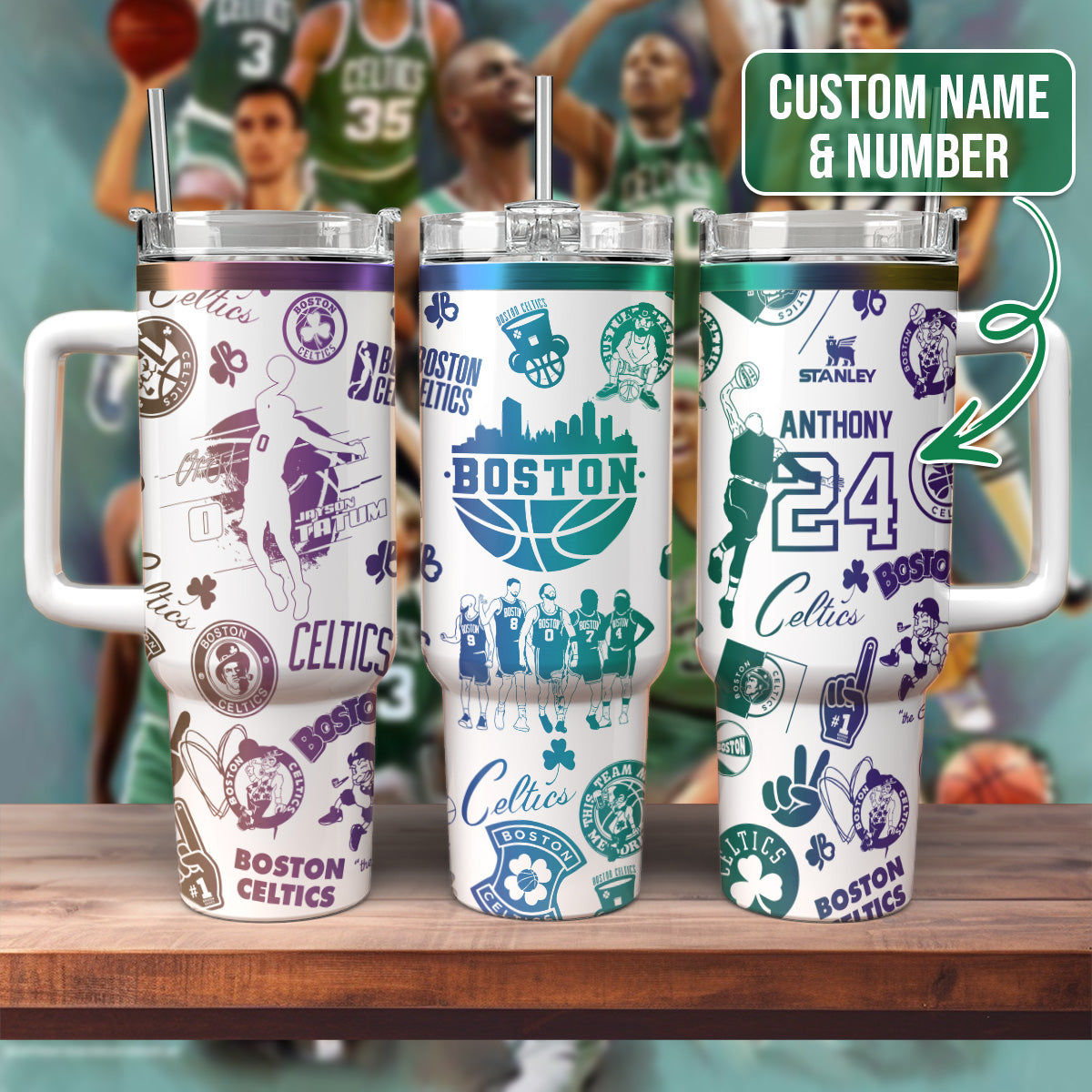 Custom Boston Celtics Engraved 40oz Tumbler- 406TTHNTB033