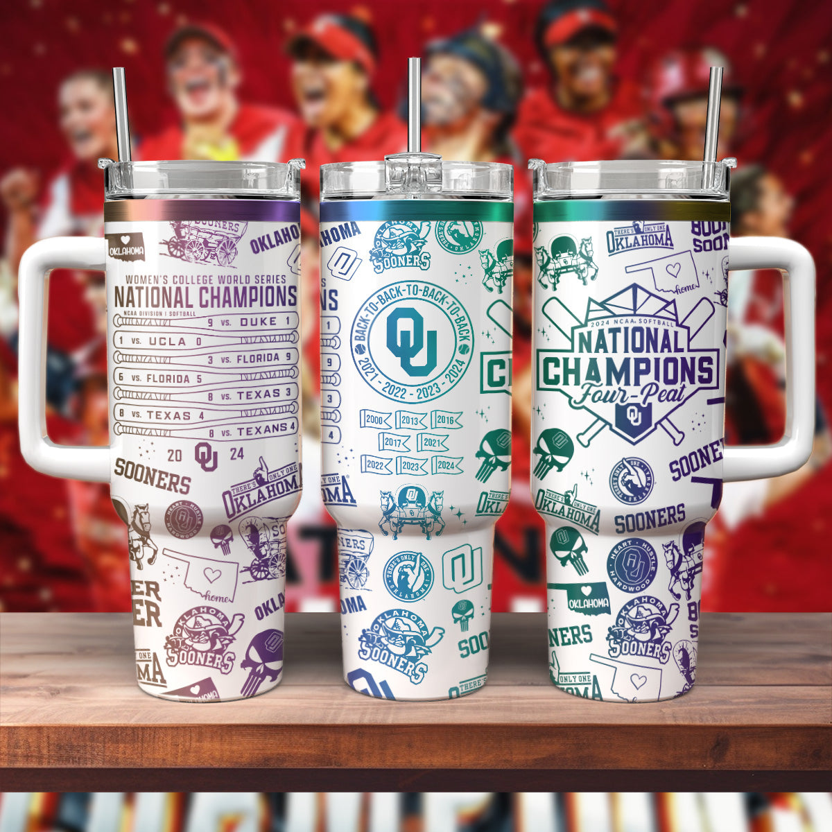 Custom Oklahoma Softball Women's College World Series Champ 40oz Tumbler - 406VTTLTB030