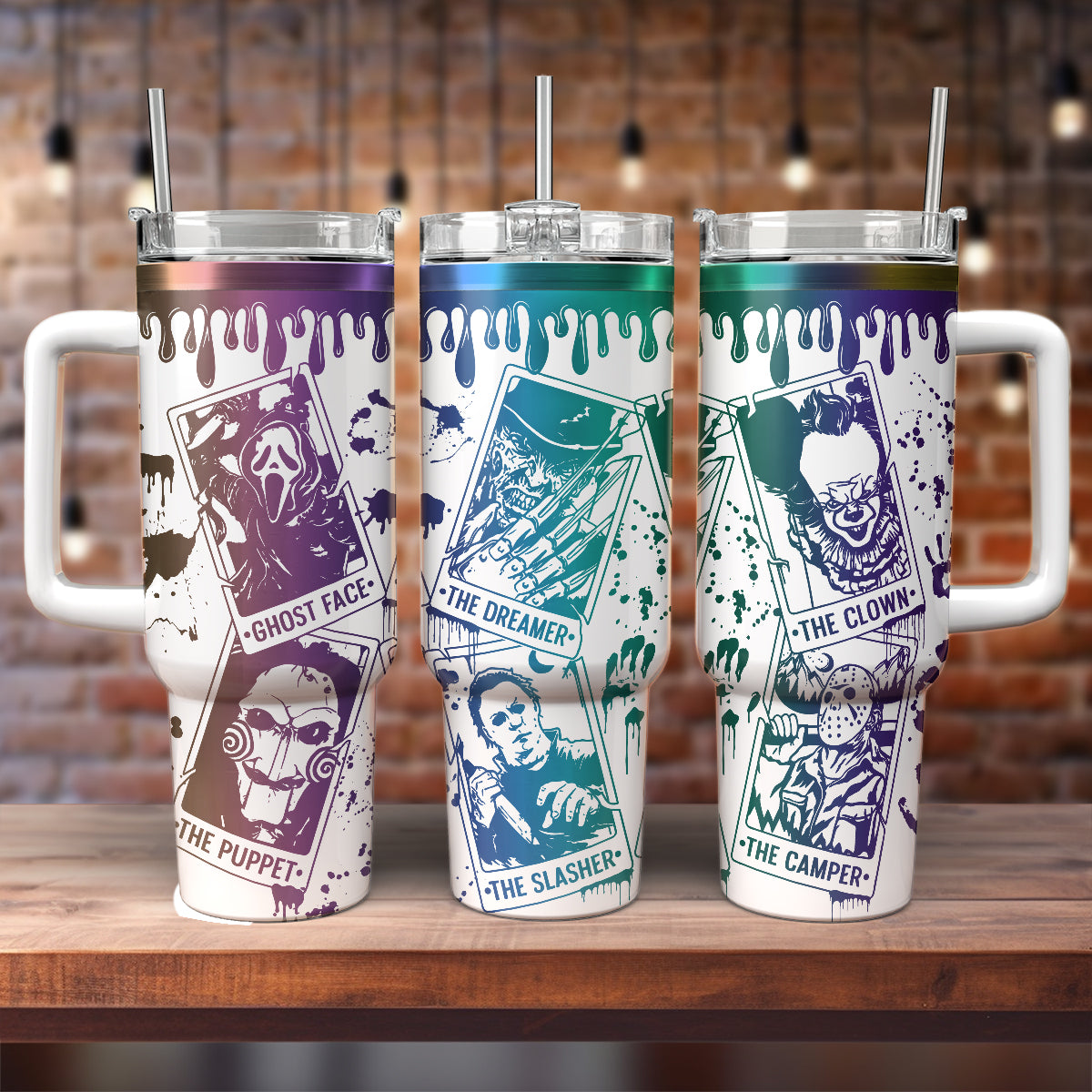 Horror Tarot Movies Characters 40oz Tumbler - 408HLHNTB080