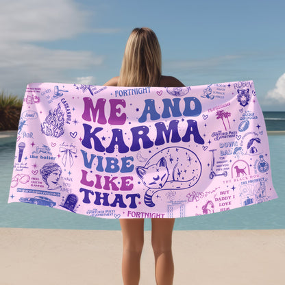 Me And Karma Vibe Swiftie Inspired Beach Towel- 406TTHNBT137