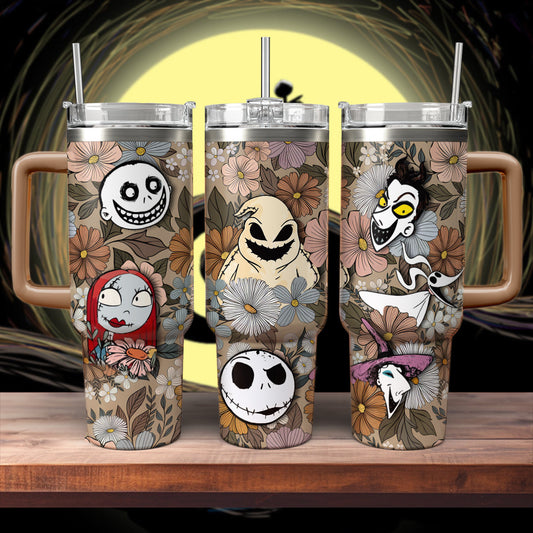 Nightmare Before Christmas Floral  40oz Tumbler - 408HLHNTB090