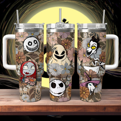 Nightmare Before Christmas Floral  40oz Tumbler - 408HLHNTB090