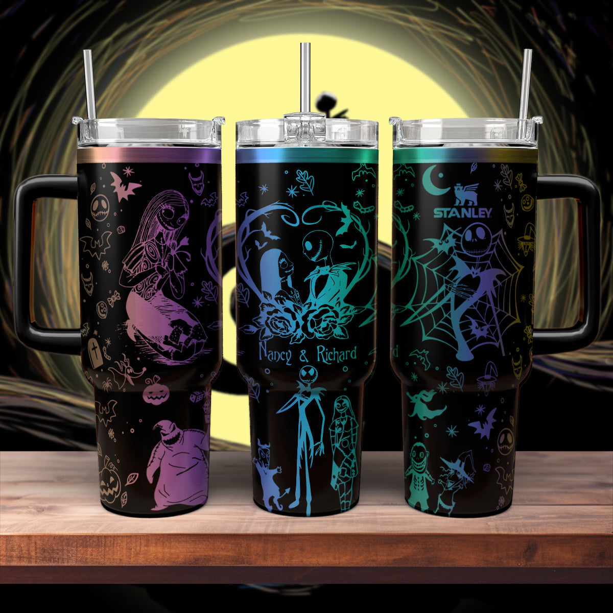 Custom Name Couple Nightmare Before Xmas 40oz Tumbler - 408HLHNTB110