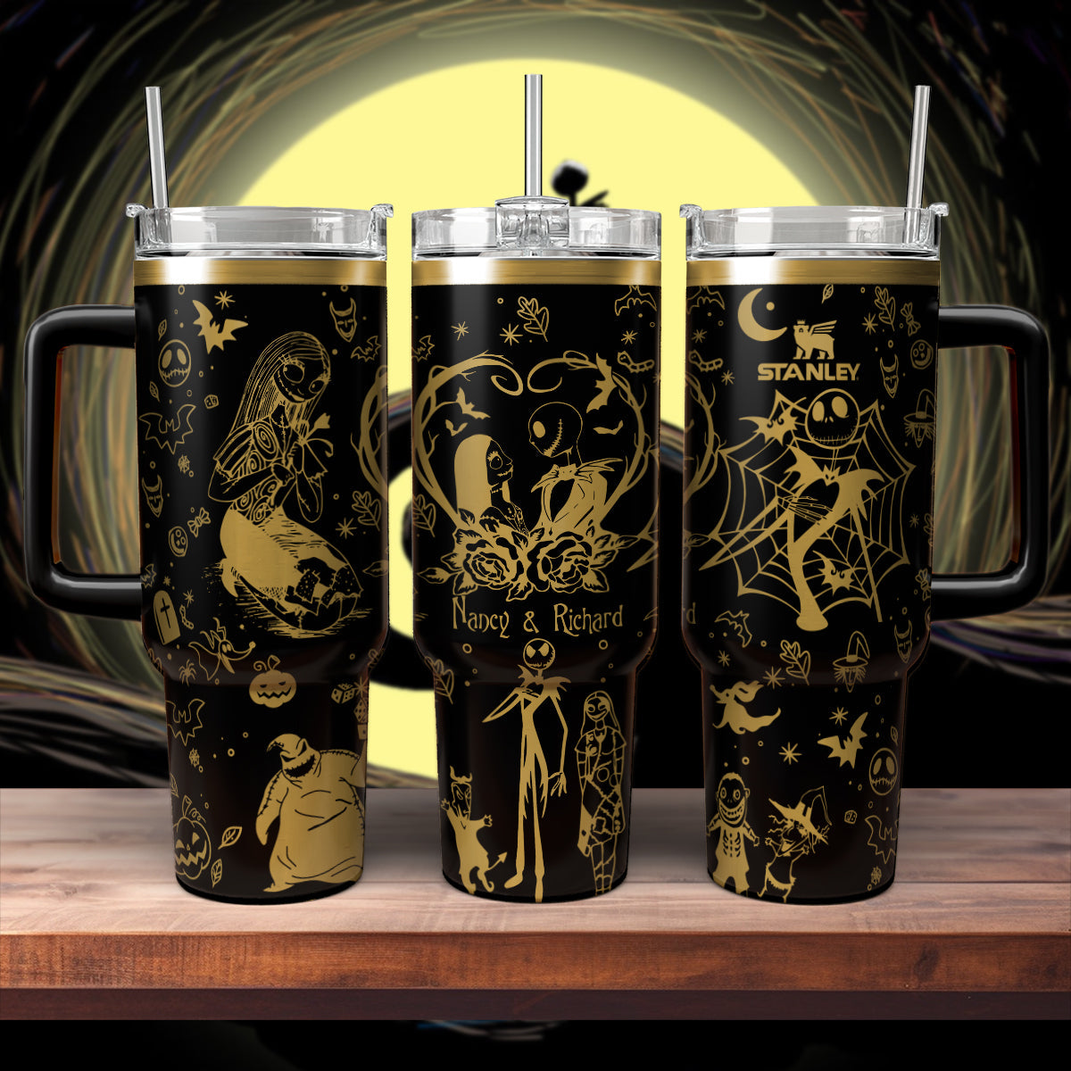 Custom Name Couple Nightmare Before Xmas 40oz Tumbler - 408HLHNTB110