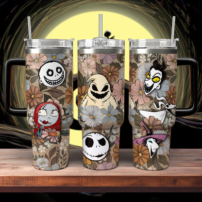 Nightmare Before Christmas Floral  40oz Tumbler - 408HLHNTB090