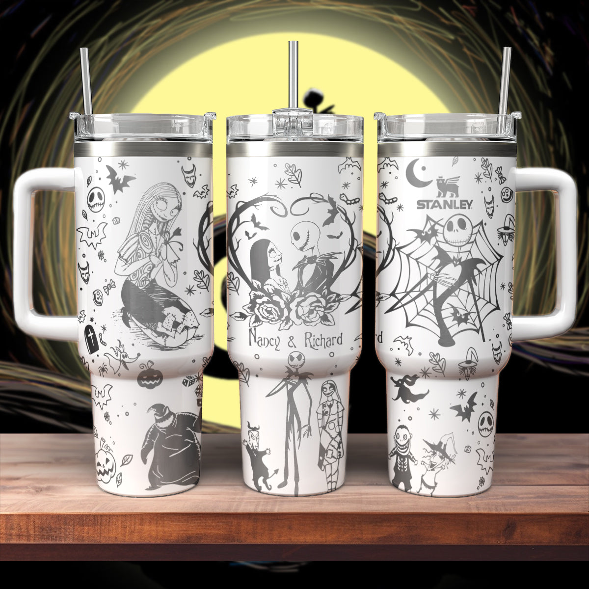 Custom Name Couple Nightmare Before Xmas 40oz Tumbler - 408HLHNTB110