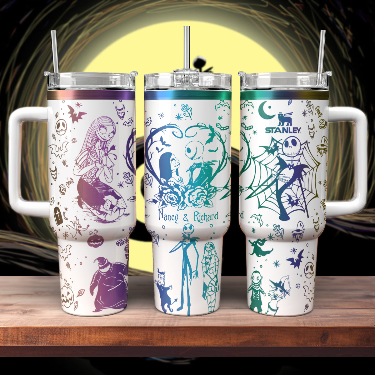 Custom Name Couple Nightmare Before Xmas 40oz Tumbler - 408HLHNTB110