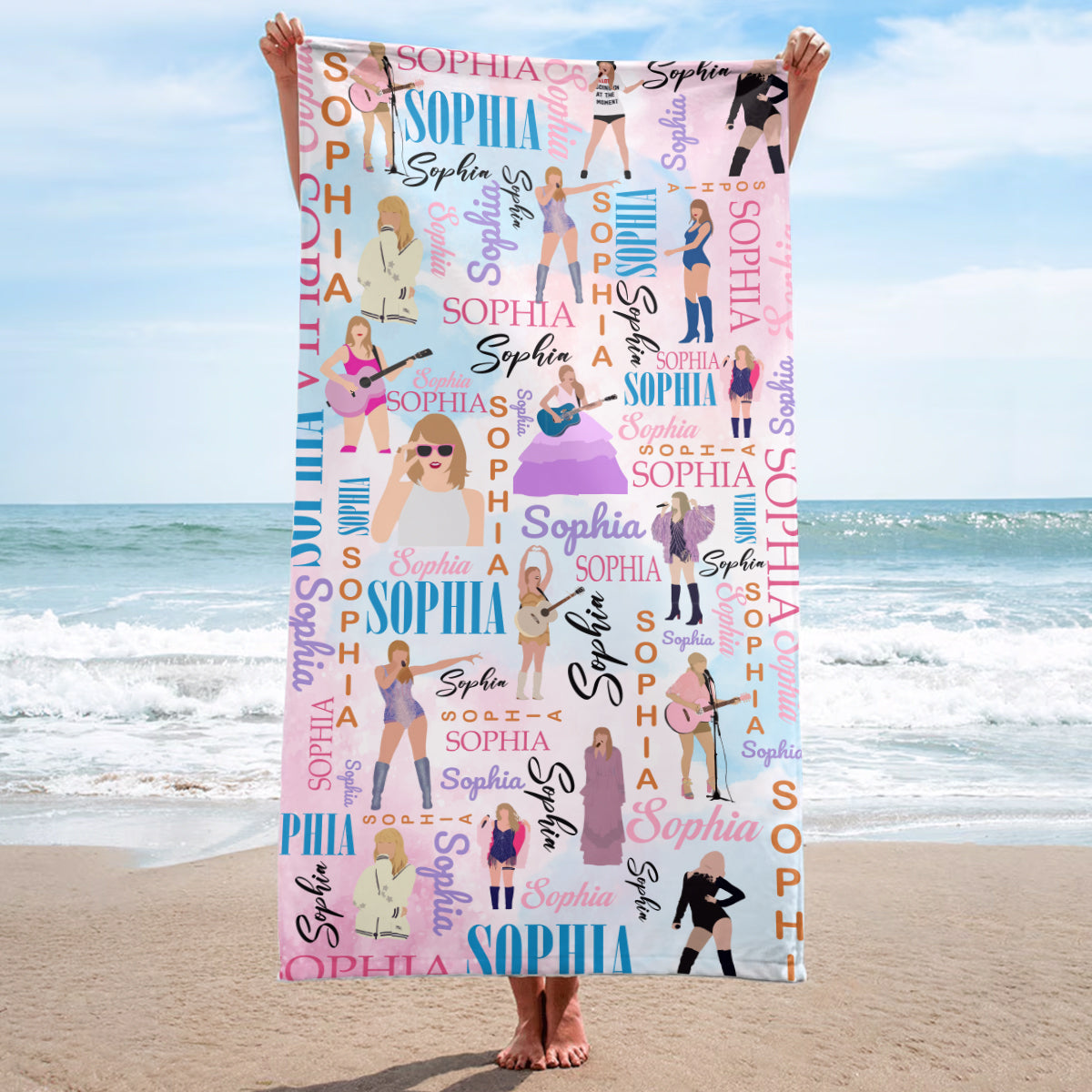 Taylor Custom Name Beach Towel, Gift For Fan- 406TTHNTB107