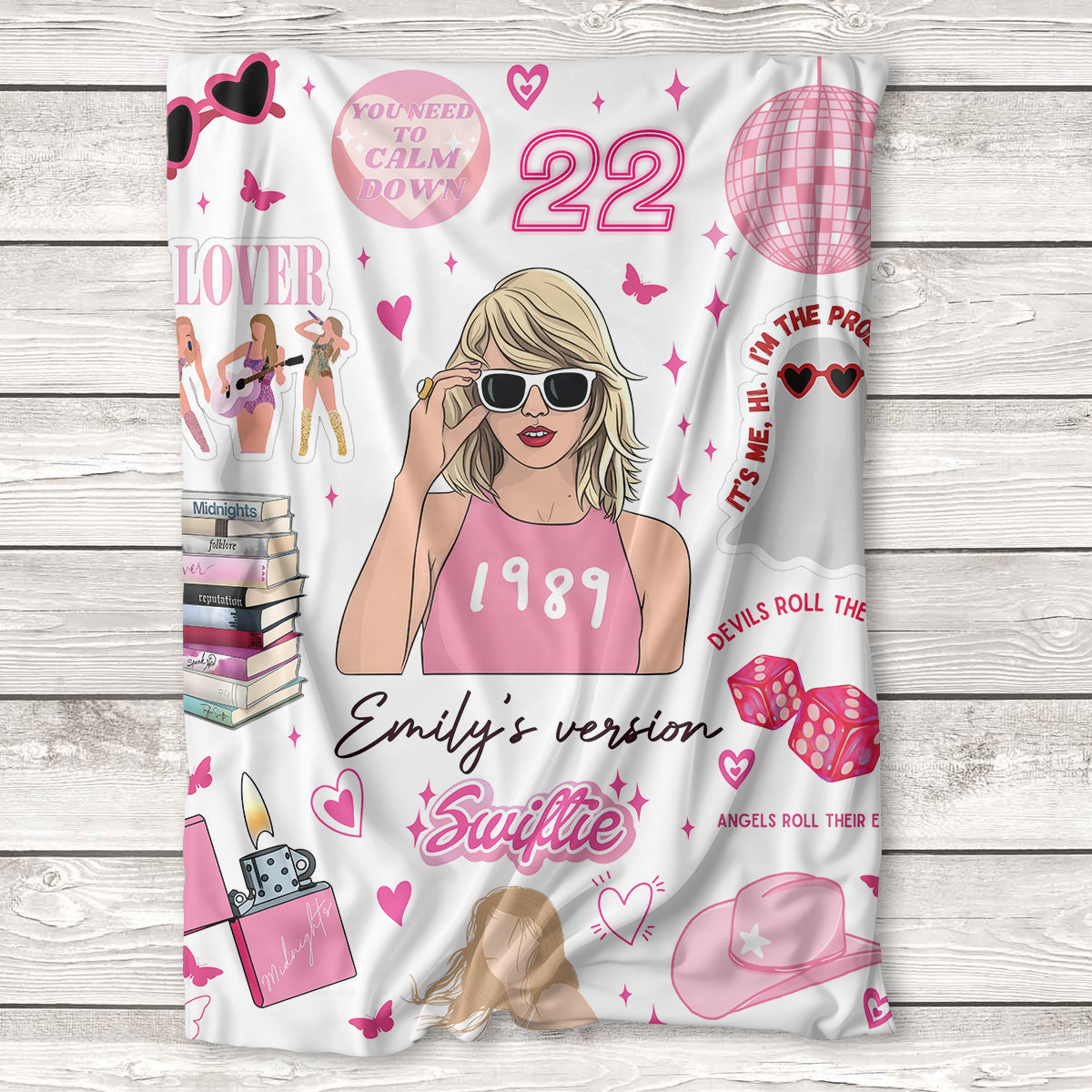 Custom Name Swiftie - Pink Albums Taylor Swift Blanket 407HLHNBL054