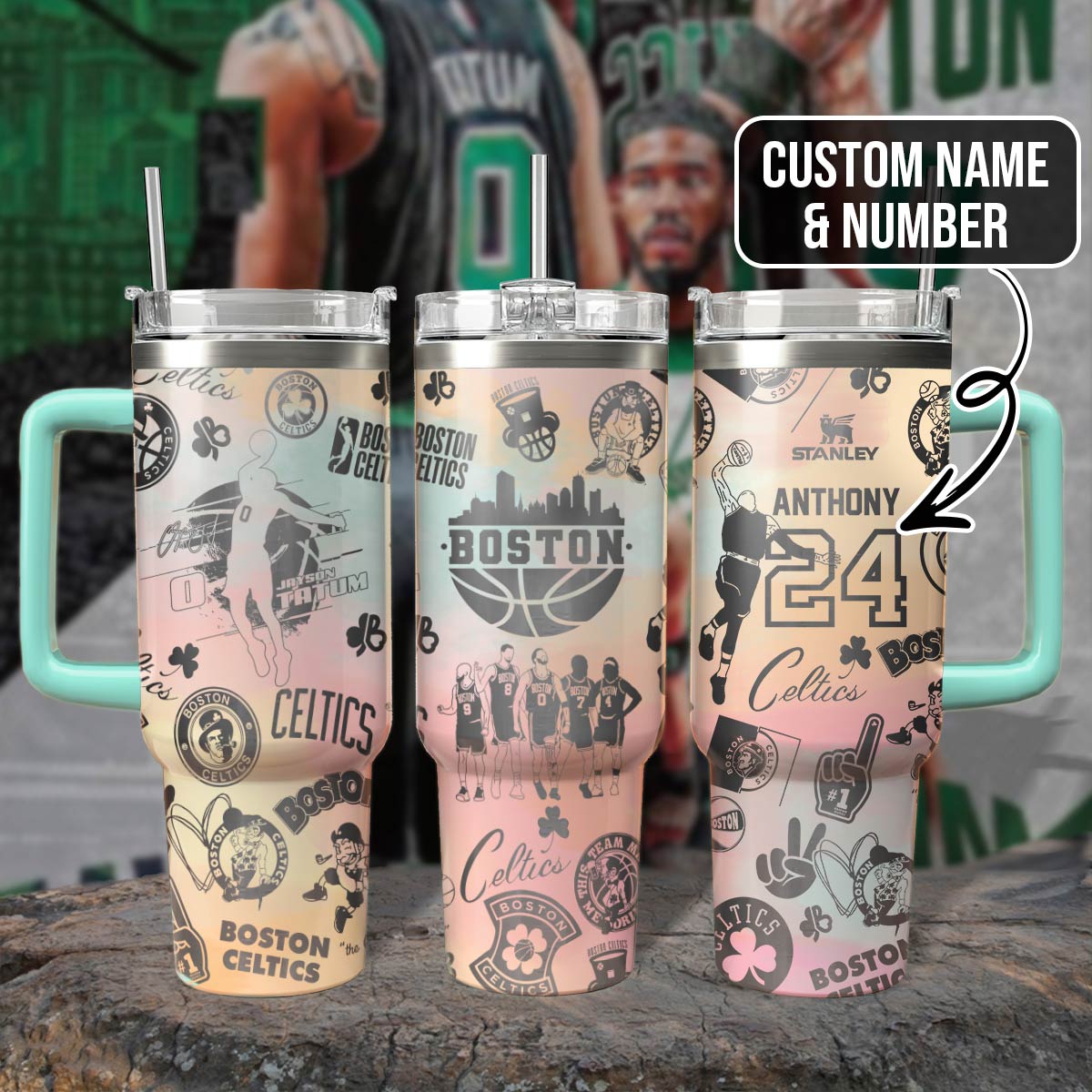 Custom Boston Celtics Engraved 40oz Tumbler- 406TTHNTB033