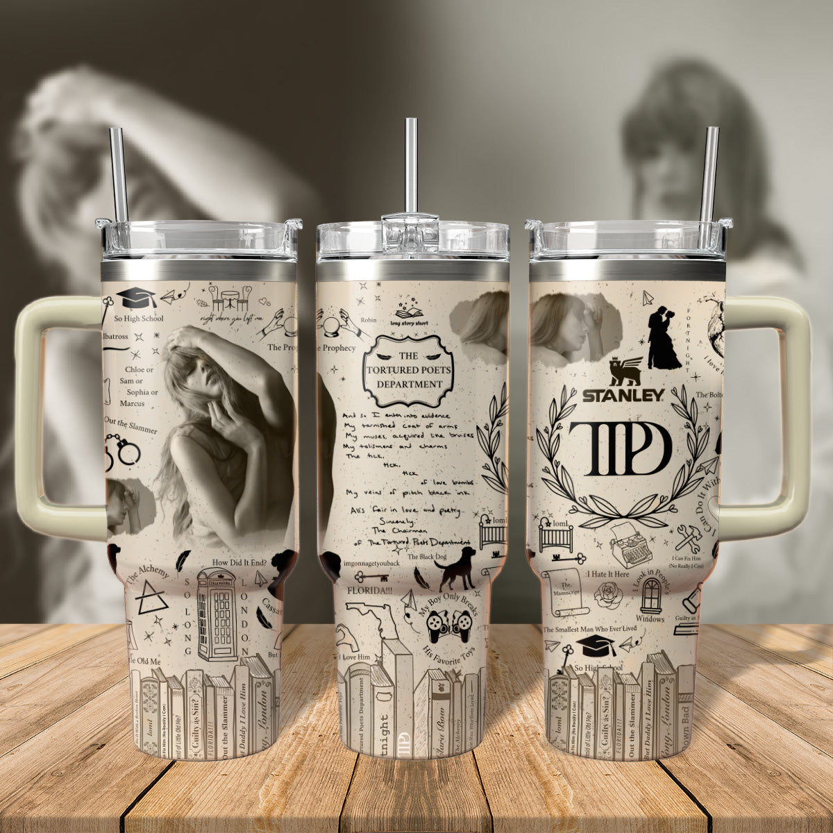 Swiftie TTPD Albums Vintage Printed Tumbler - 406HLHNTB009