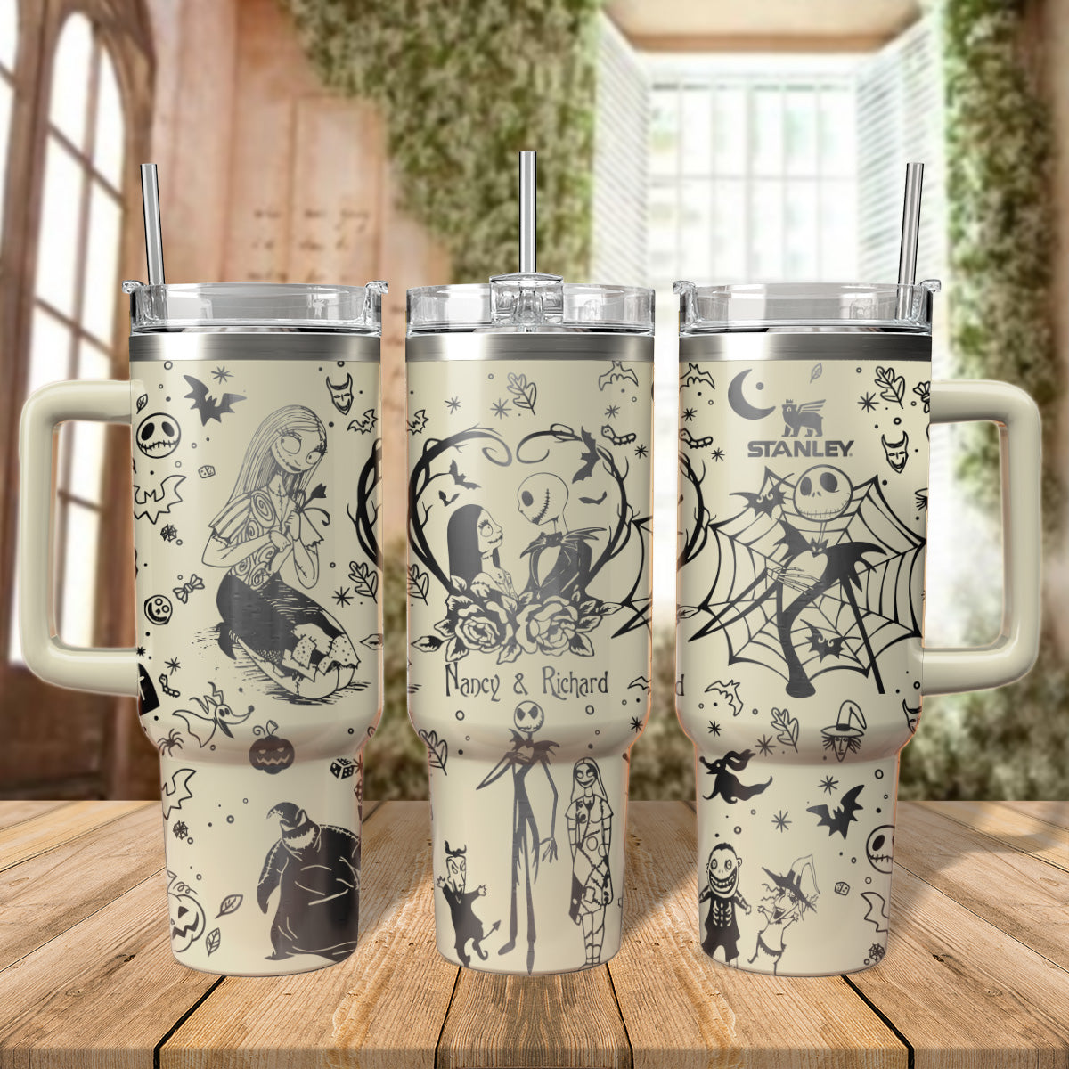 Custom Name Couple Nightmare Before Xmas 40oz Tumbler - 408HLHNTB110