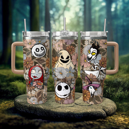 Nightmare Before Christmas Floral  40oz Tumbler - 408HLHNTB090