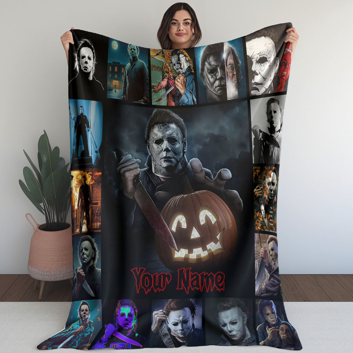 Custom Name Michael Myers Character Horror Movies Blanket - 408HLTLBL078