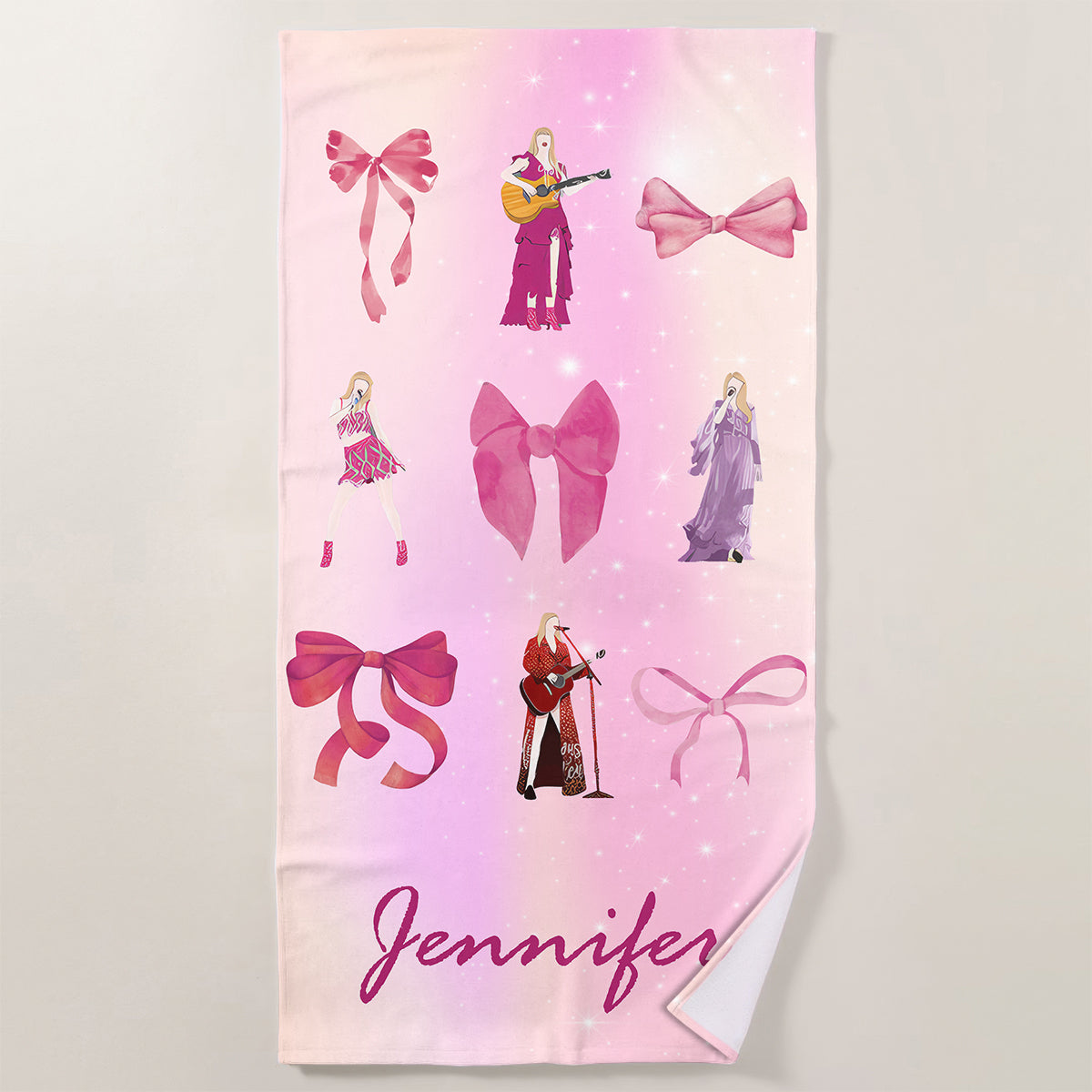 Taylor Swift Purple Bow Custom Name Beach Towel- 407TTHNBT152