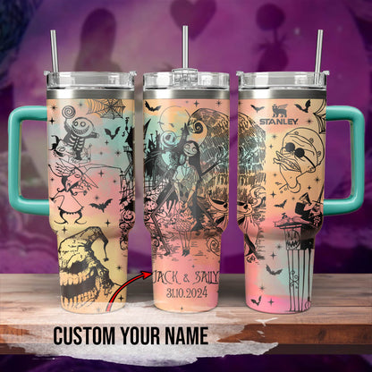 Custom Name Couple Nightmare Christmas 40oz Tumbler - 408HLTLTB0104