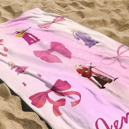 Taylor Swift Purple Bow Custom Name Beach Towel- 407TTHNBT152