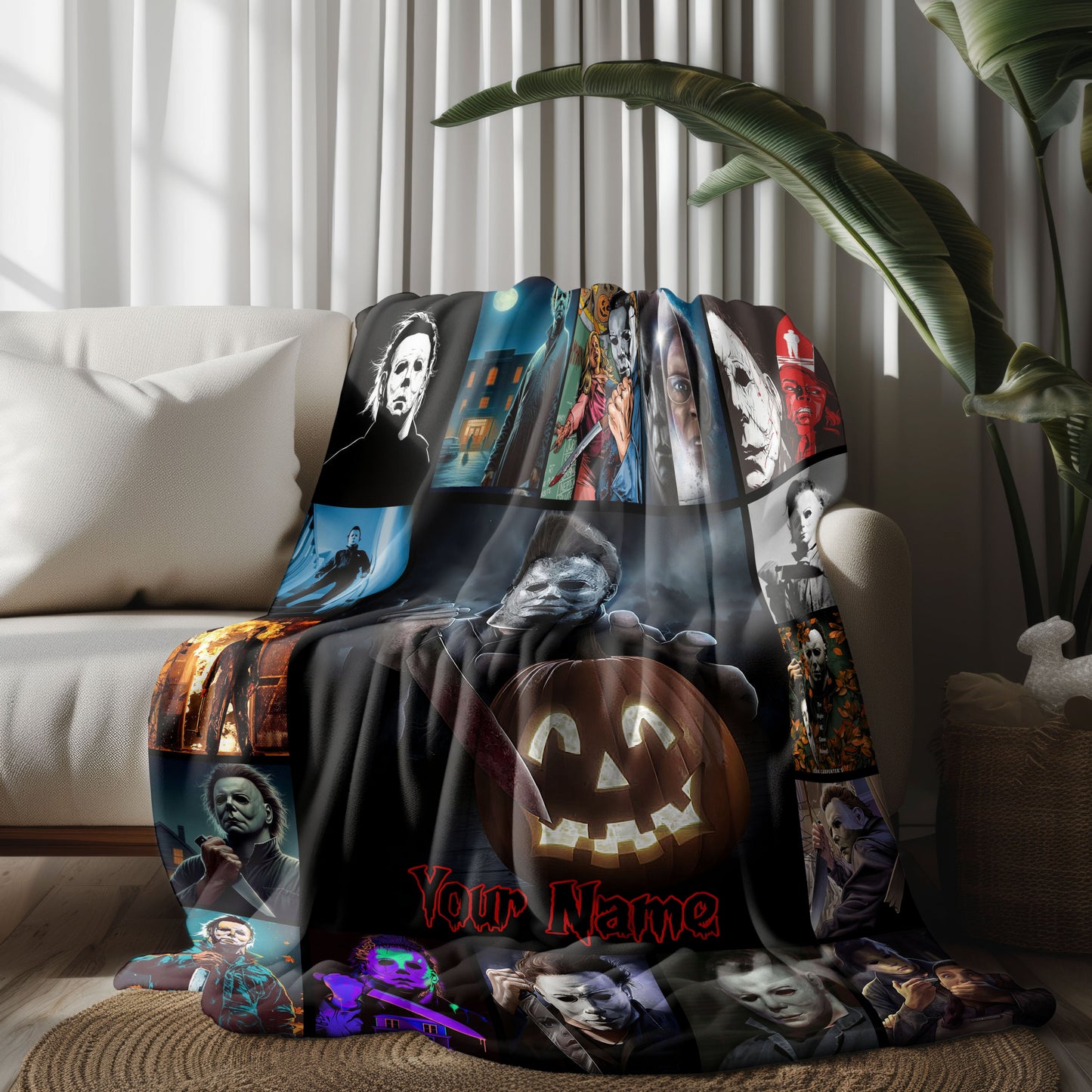 Custom Name Michael Myers Character Horror Movies Blanket - 408HLTLBL078