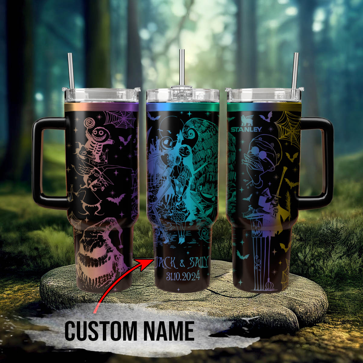 Custom Name Couple Nightmare Christmas 40oz Tumbler - 408HLTLTB0104